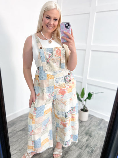 Denim Patchwork Overalls