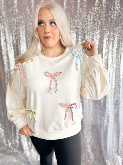 Studded Bow Bling Crewneck