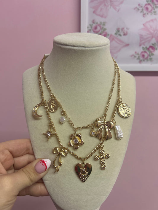 Double Layered Charm Necklace