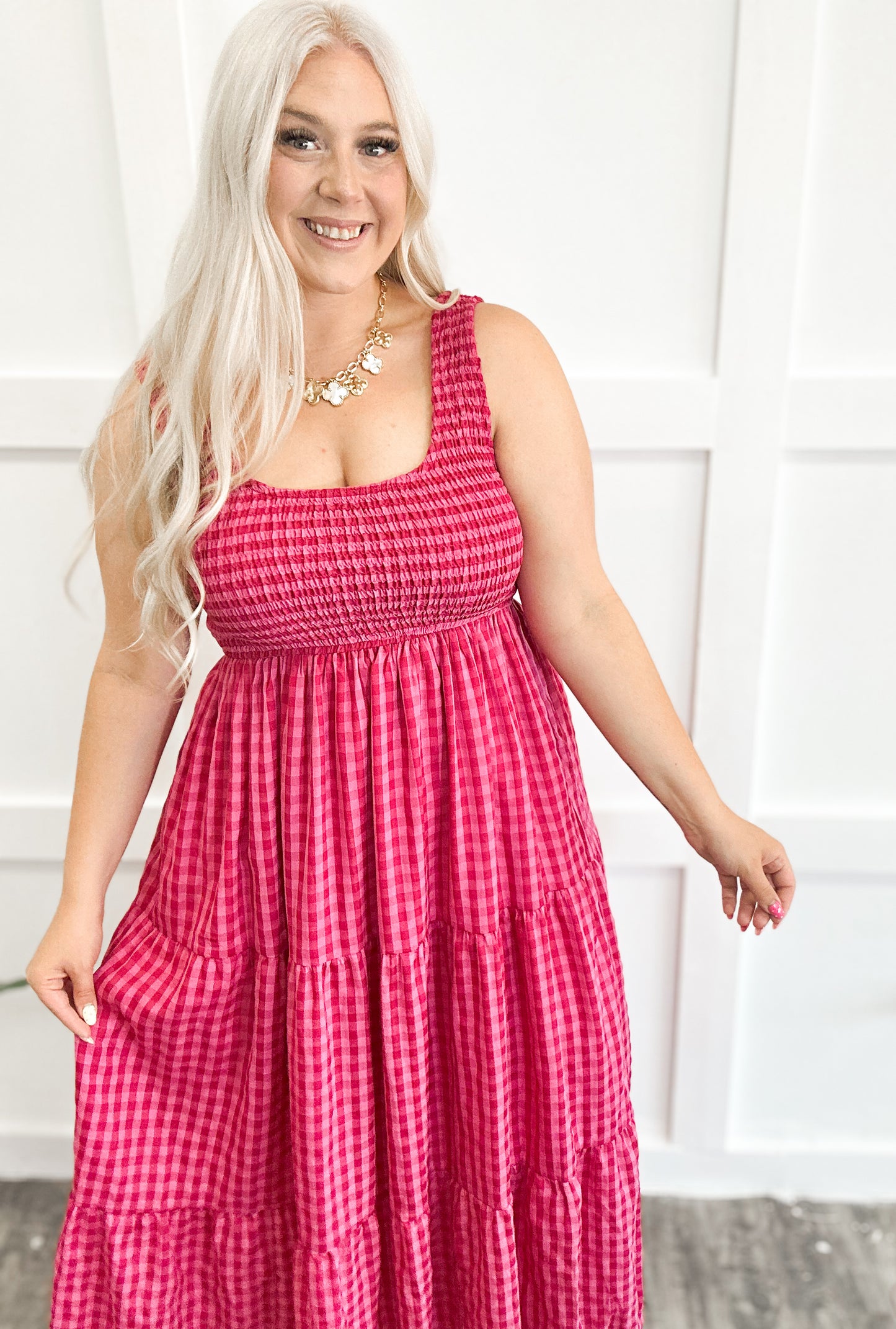 Strawberry Sweetheart Gingham Maxi