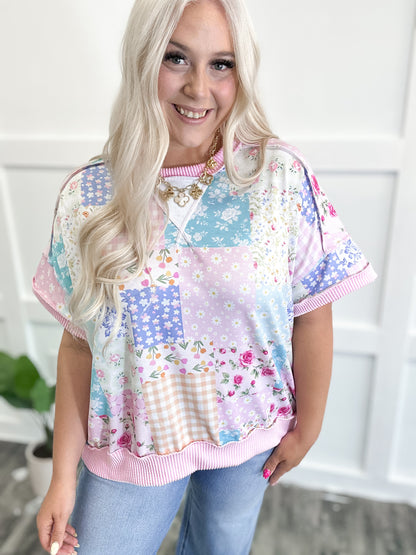 Garden Patchwork Ribbed Top