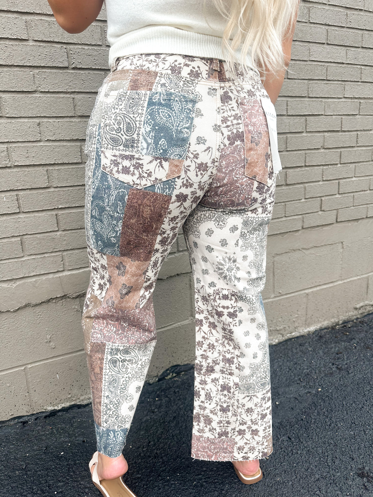Fall Patchwork Cropped Straight Denim