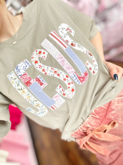 Jesus Patchwork Appliqué Tee