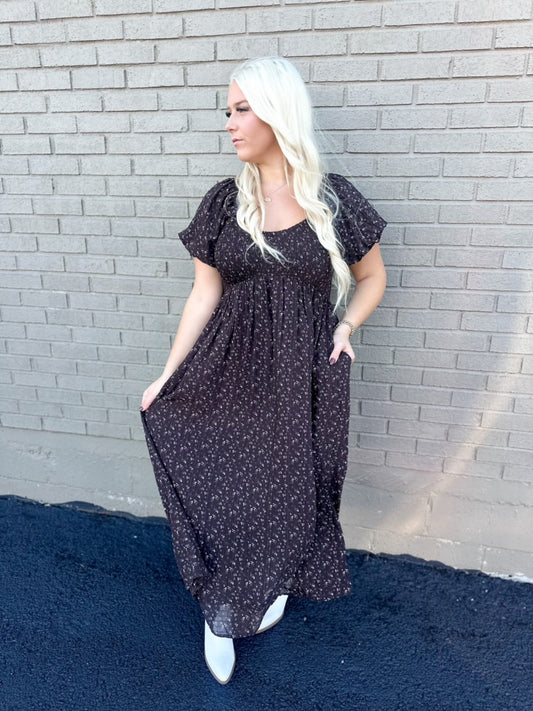 Autumn Bloom Floral Smocked Maxi