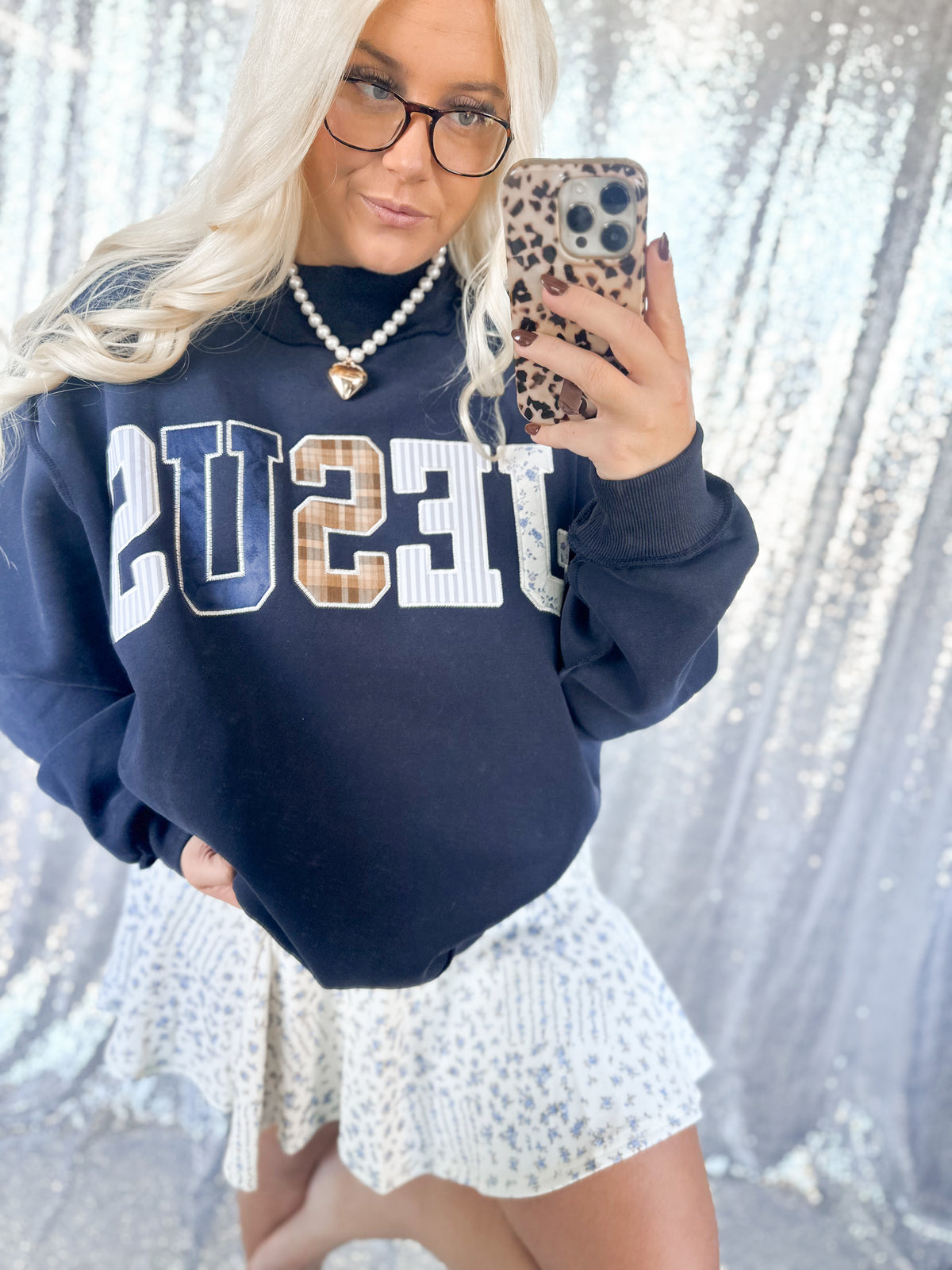 Navy JESUS patchwork Mockneck