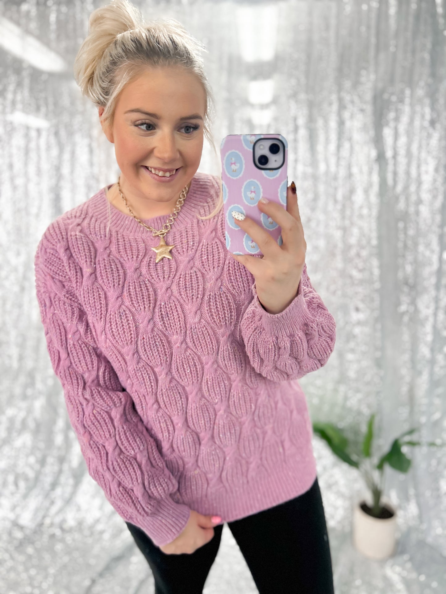 Purple Confetti Knit Sweater