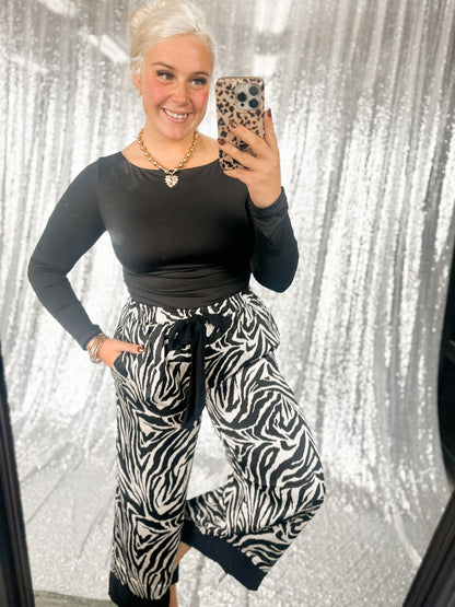 Zebra Satin Bow Pants
