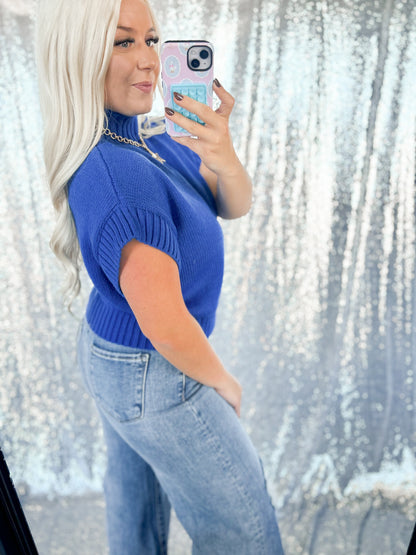 Royal Blue Mockneck Sweater Top