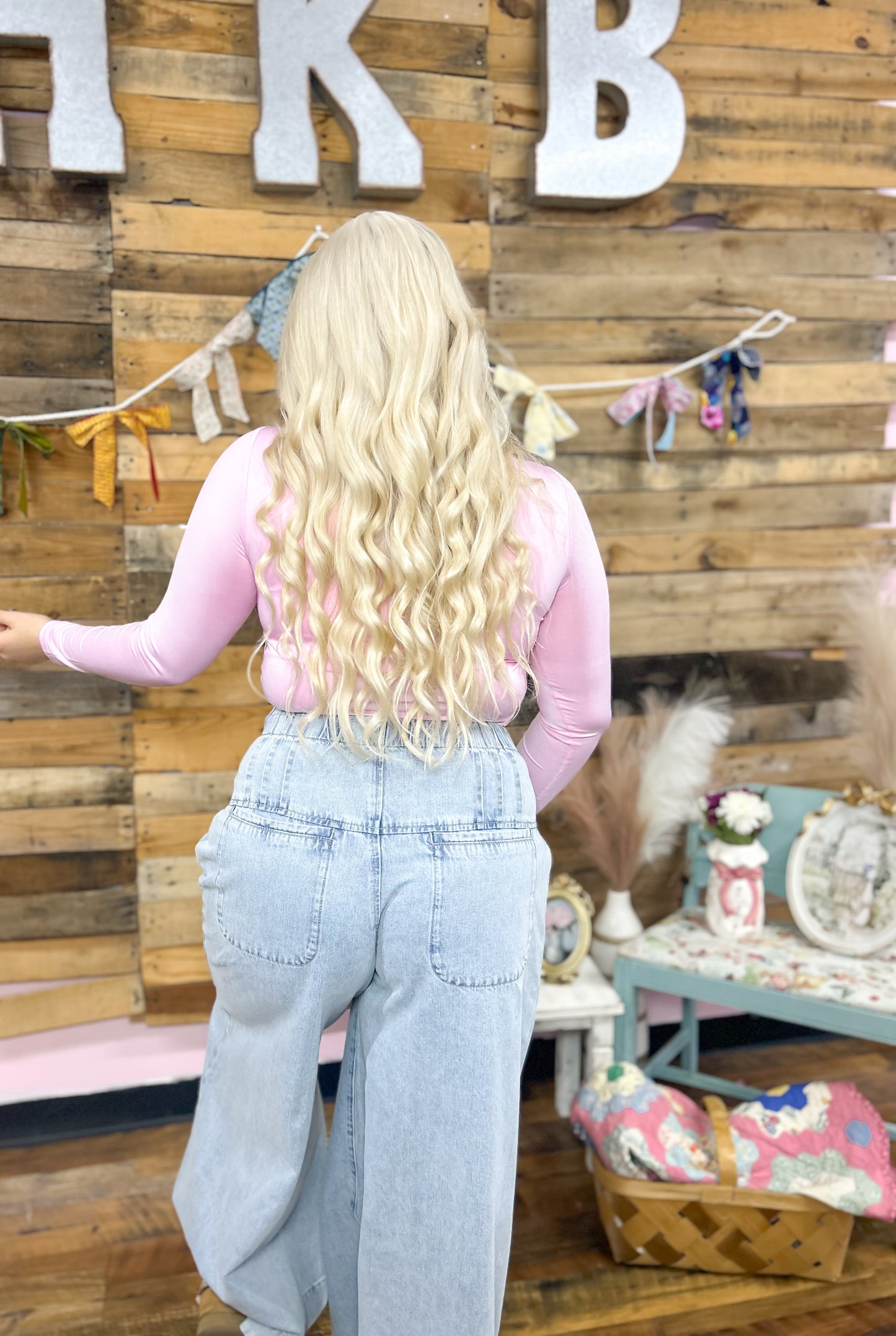 Delilah Wide Leg Button Denim