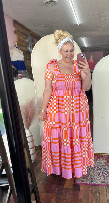 Creamsicle Gingham Smocked Maxi