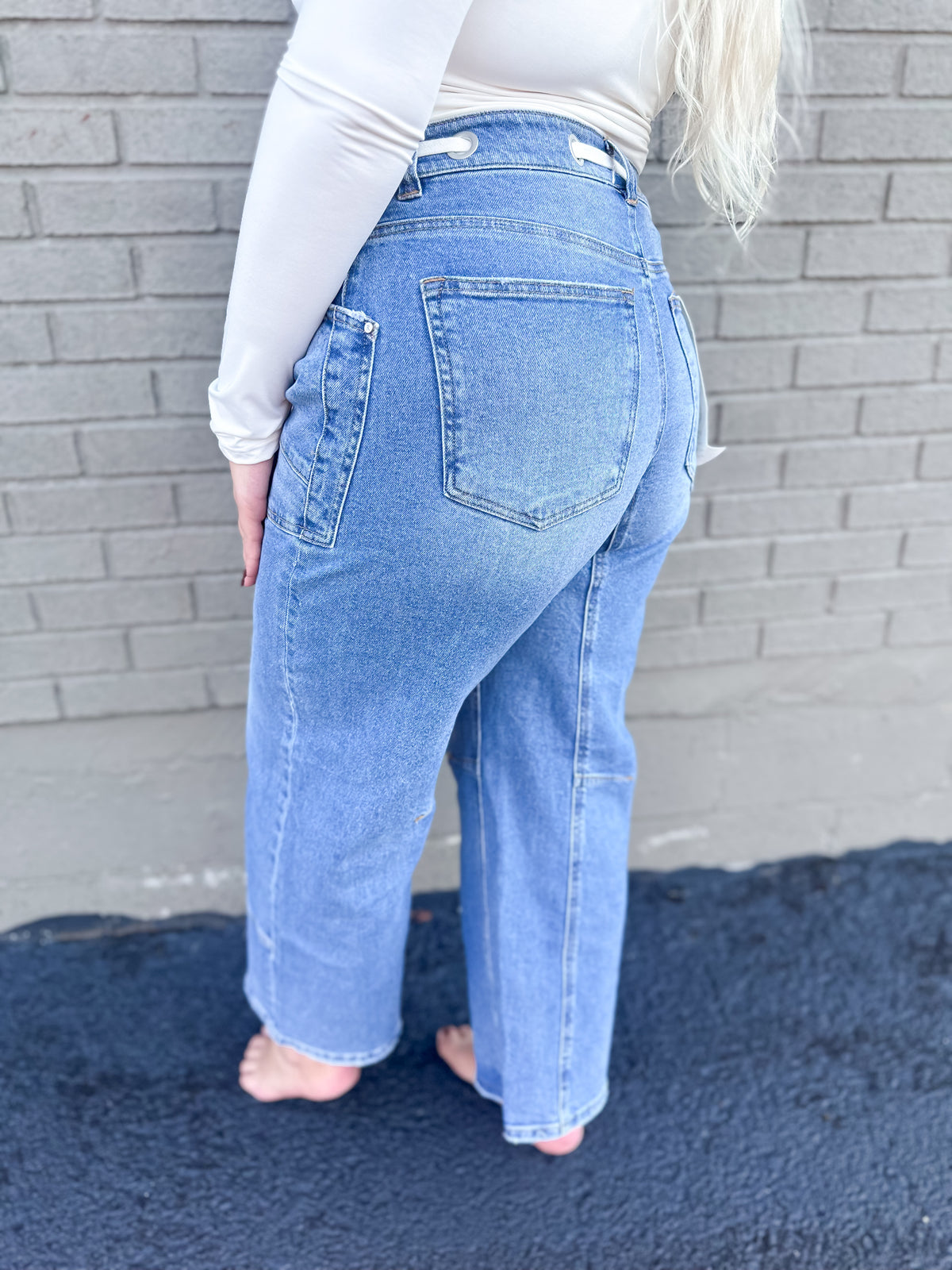 Risen Rope Tie Barrel Jeans