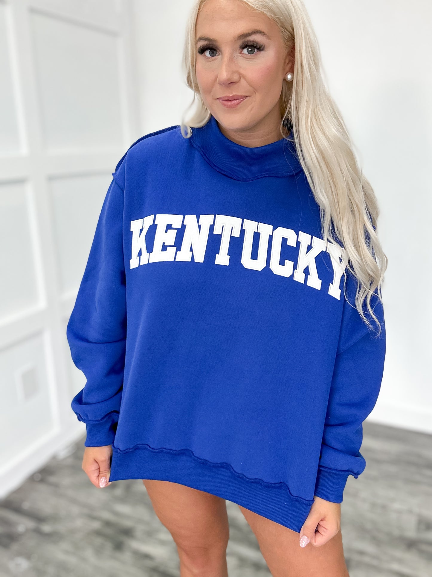 Royal Blue Kentucky Embroidered Mockneck
