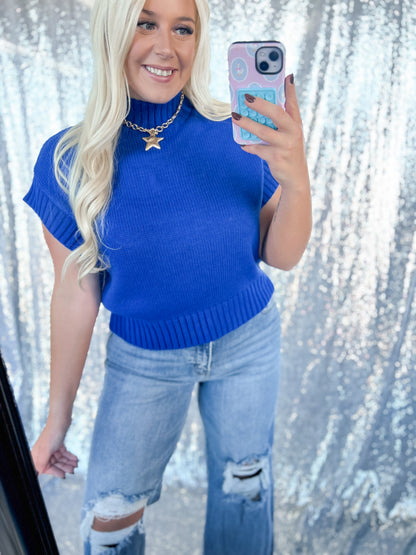 Royal Blue Mockneck Sweater Top