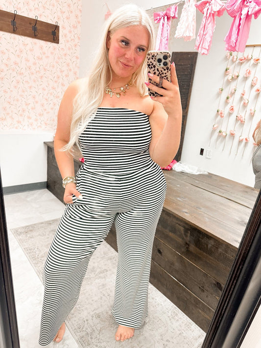 Black Striped Tube Top {Set}