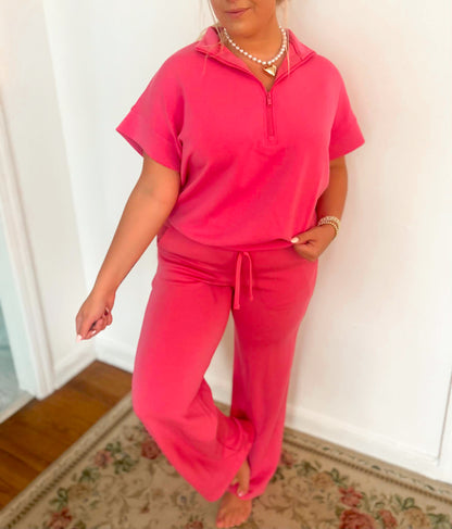 Pink Scuba Half Zip Set