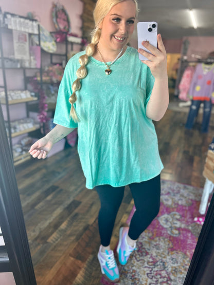 Acid wash Oversized Tee (MINT)