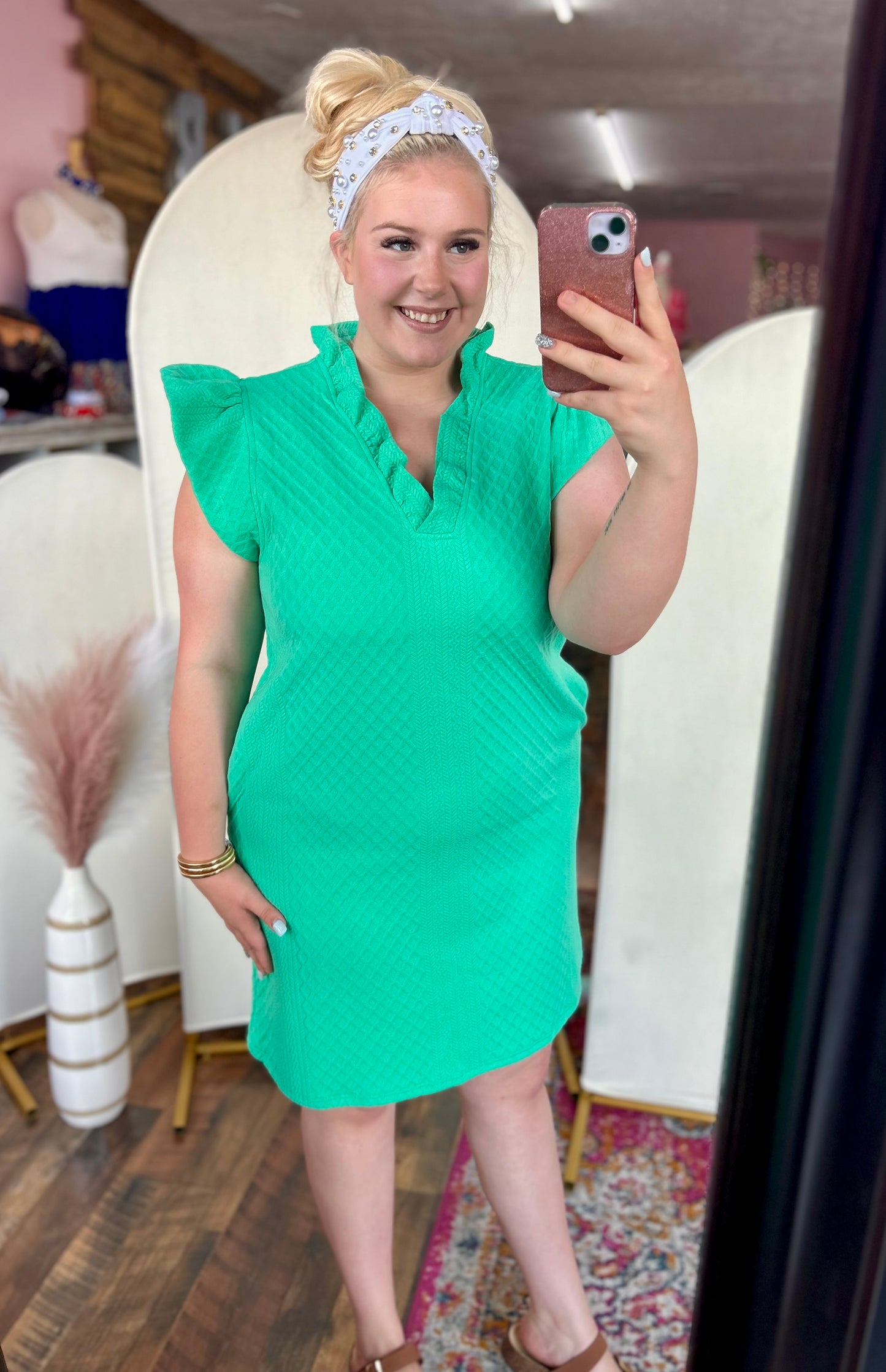 Kelly Green Textured Dress