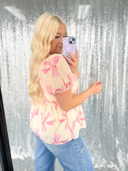 Blushing Bows Babydoll Blouse