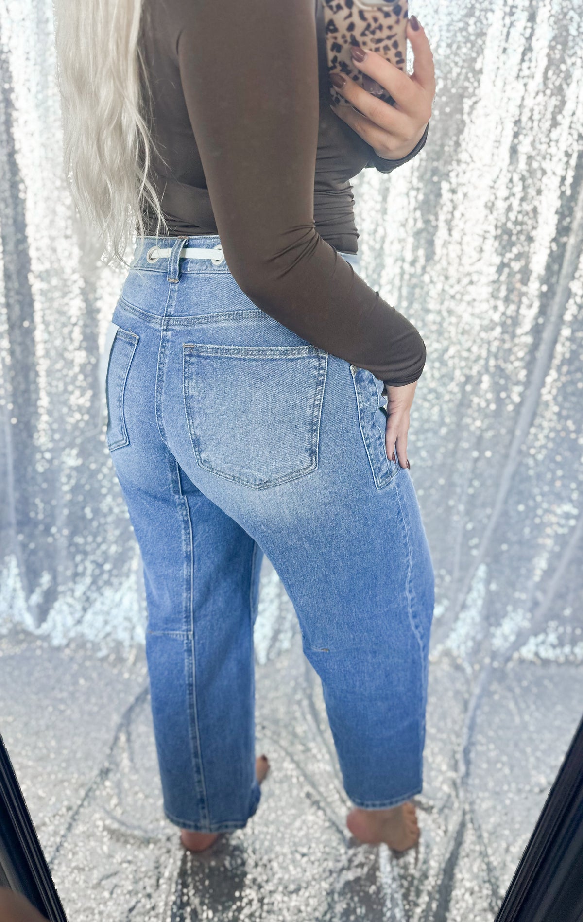 Risen Rope Tie Barrel Jeans