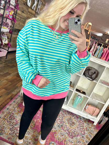 Kelly Striped Oversized Crewneck