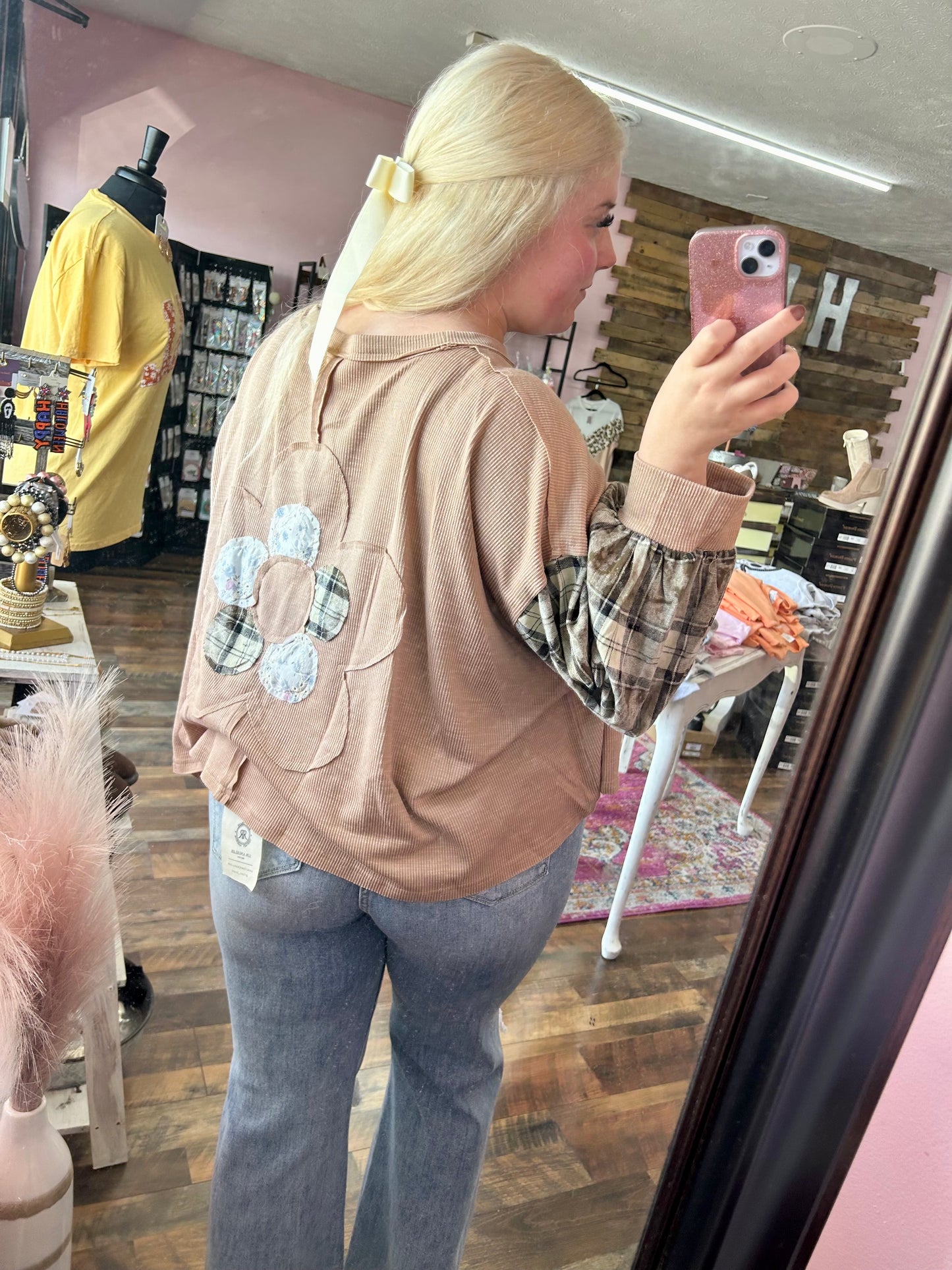 Floral Flannel Patchwork Top