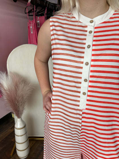 Striped Button Jumpsuit