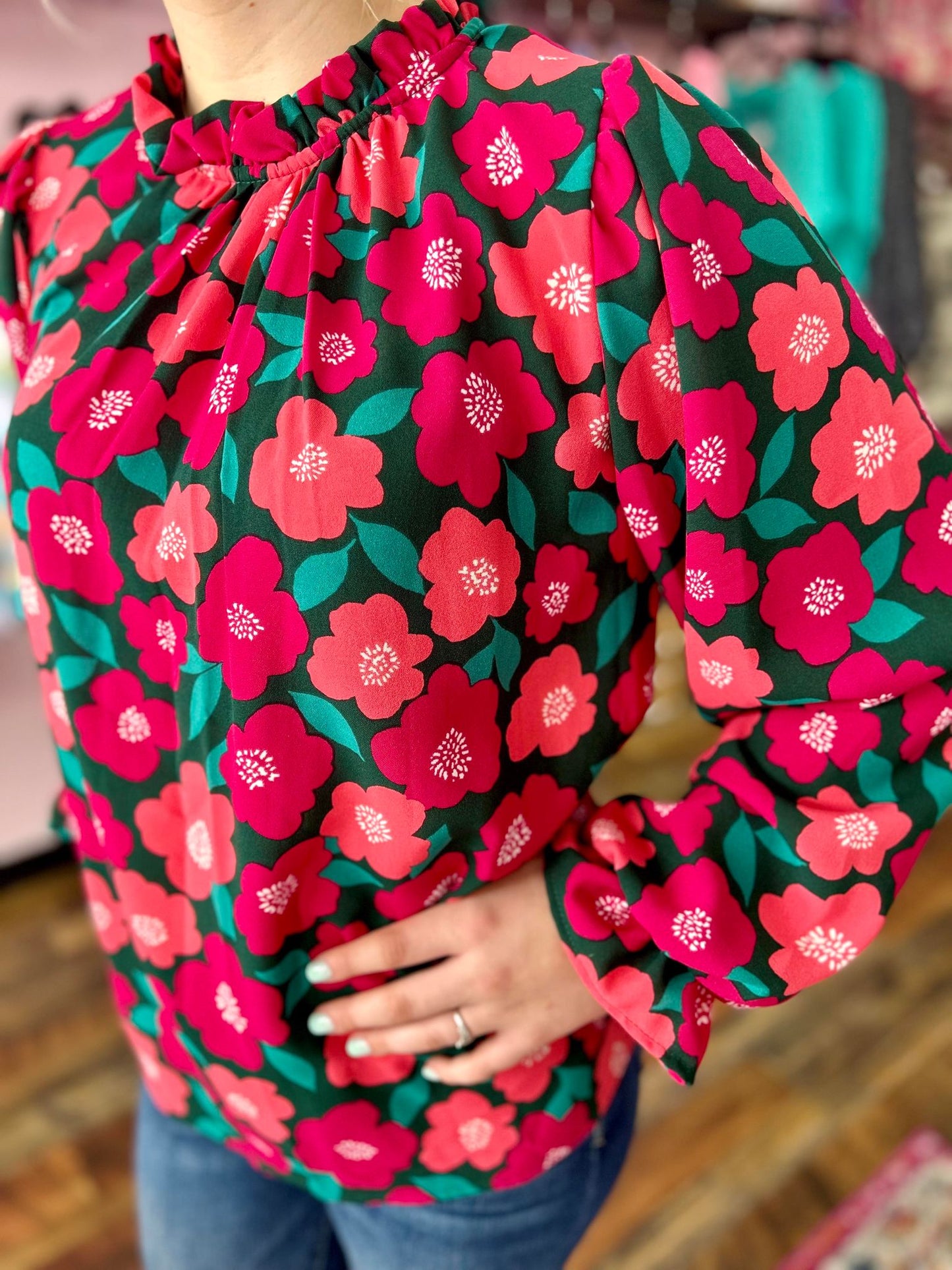 Floral Mockneck Blouse