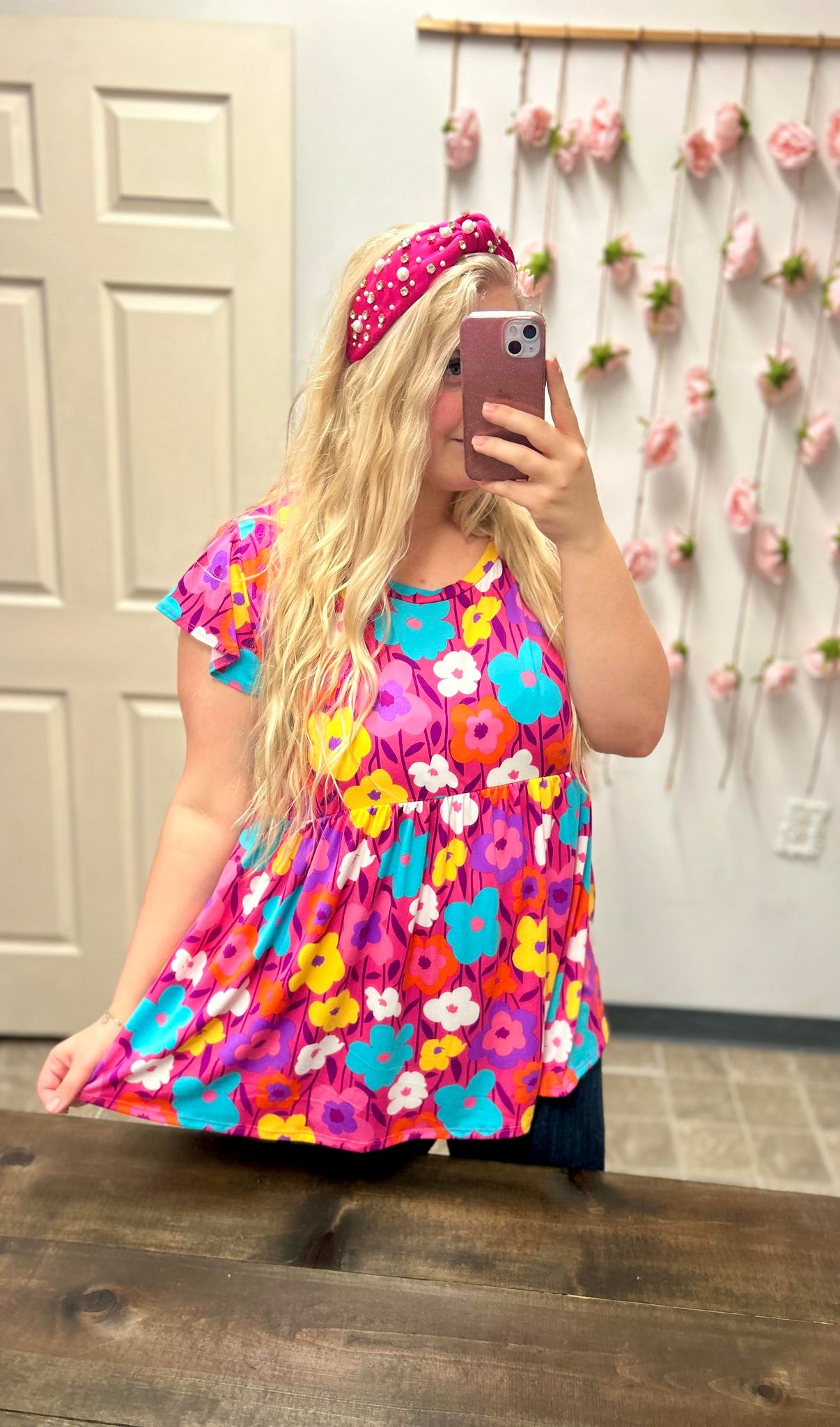 Vibrant Floral Babydoll Top