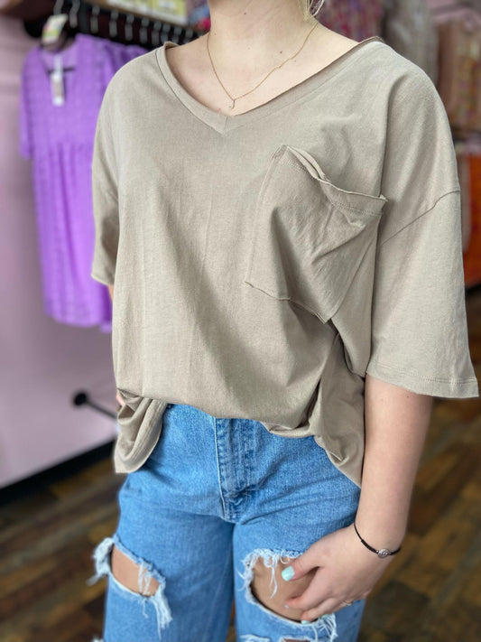 Boyfriend Pocket Tee (Ash Mocha)