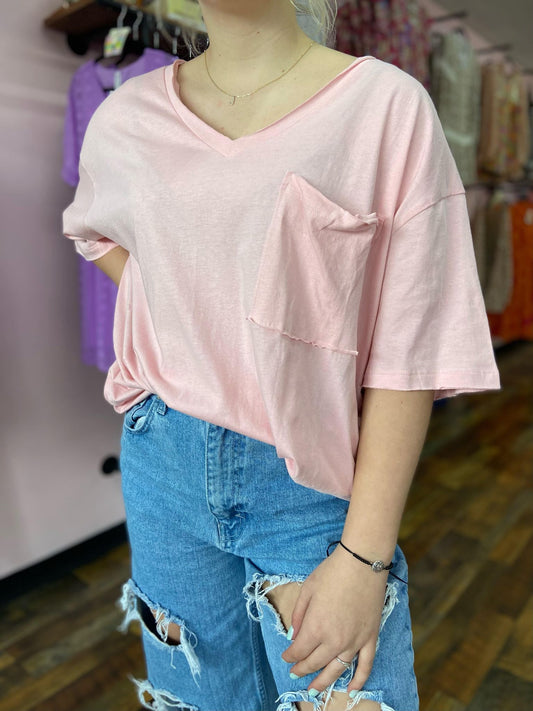 Boyfriend Pocket Tee (Dusty Pink)