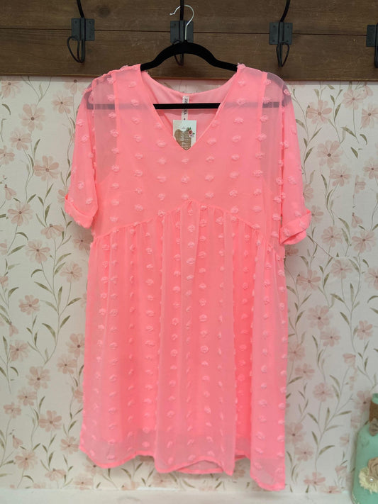 Swiss Dot Dress (Pink)