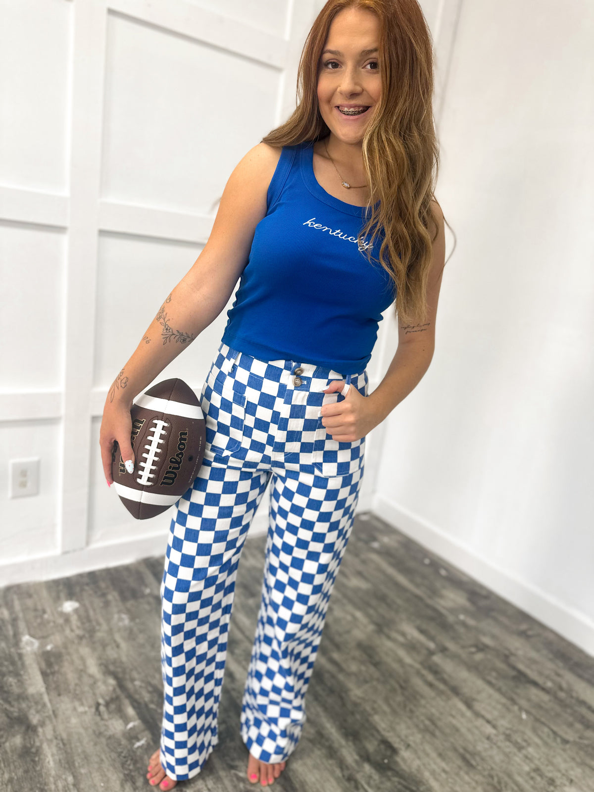 Royal Blue Checkered Denim
