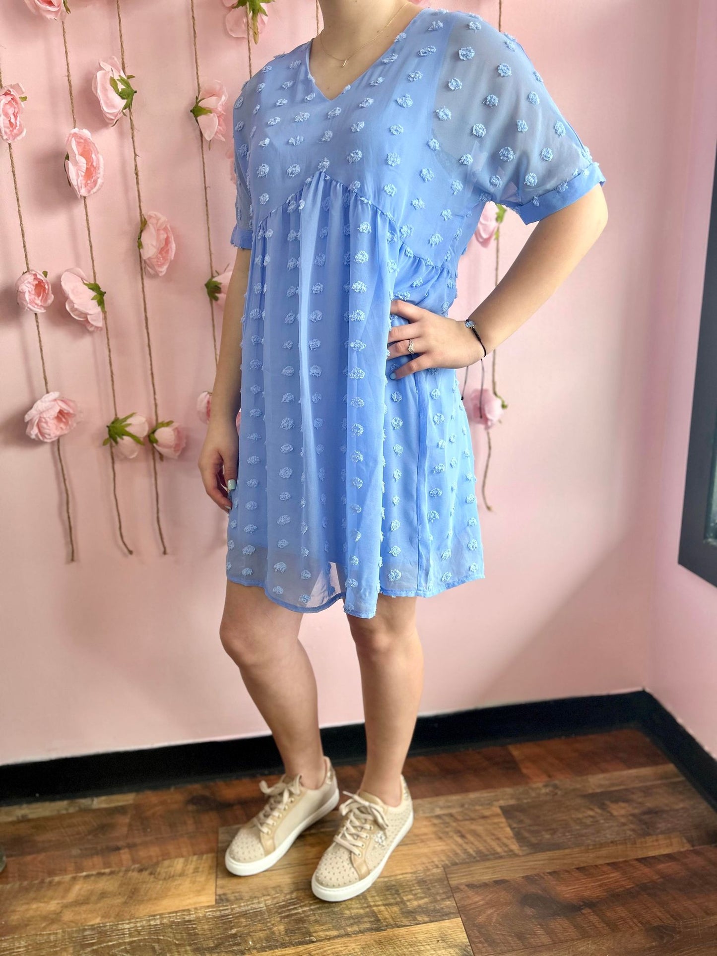Swiss Dot Dress (Spring Blue)