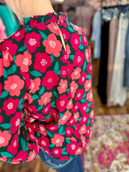 Floral Mockneck Blouse