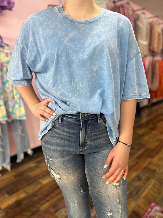 Acid Wash Tee( Deep Sky)