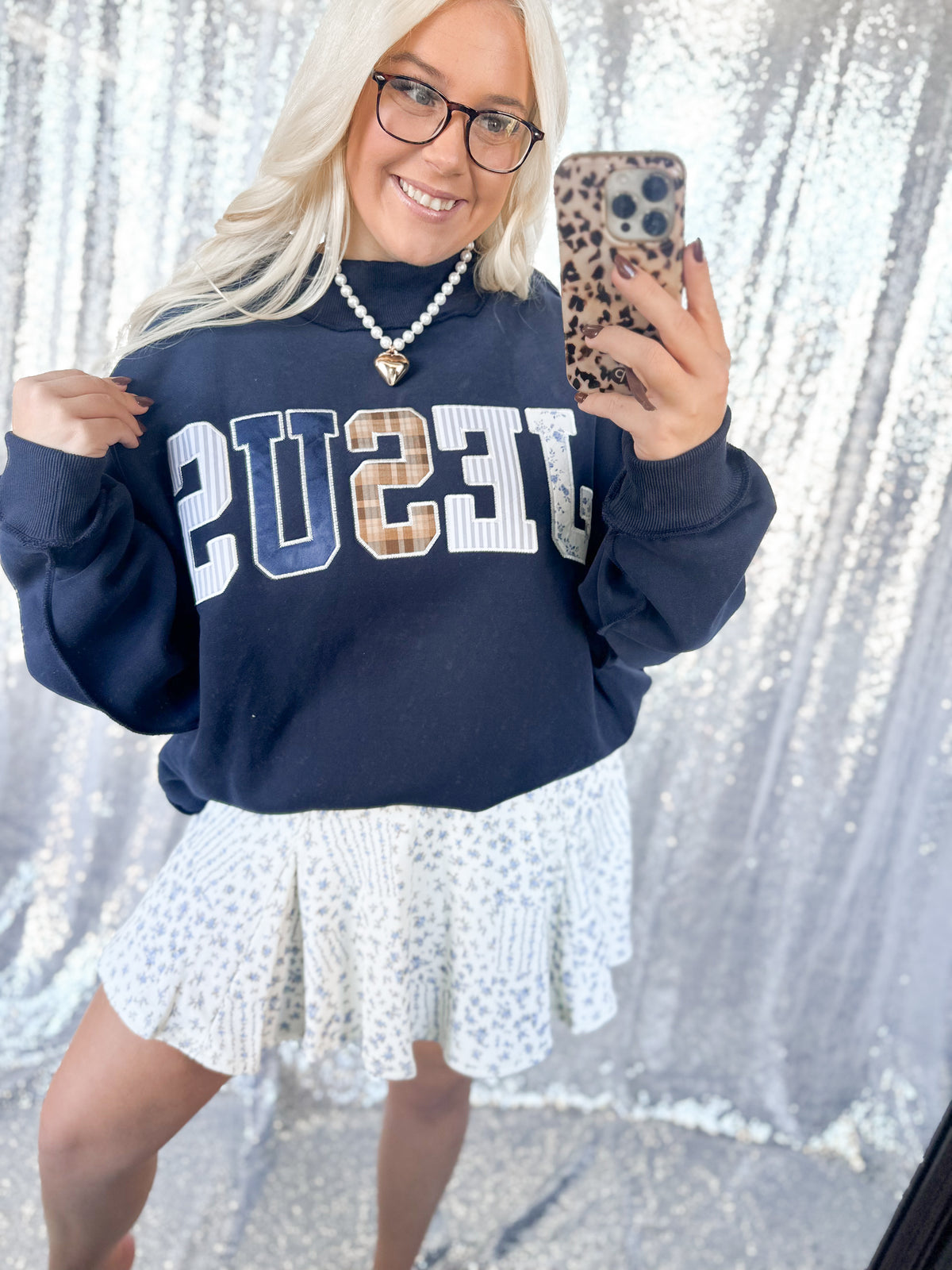 Navy JESUS patchwork Mockneck