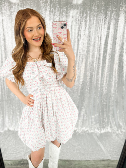 Pink Floral Coquette Bubble Dress