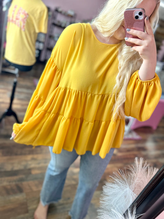 Mustard Babydoll Blouse