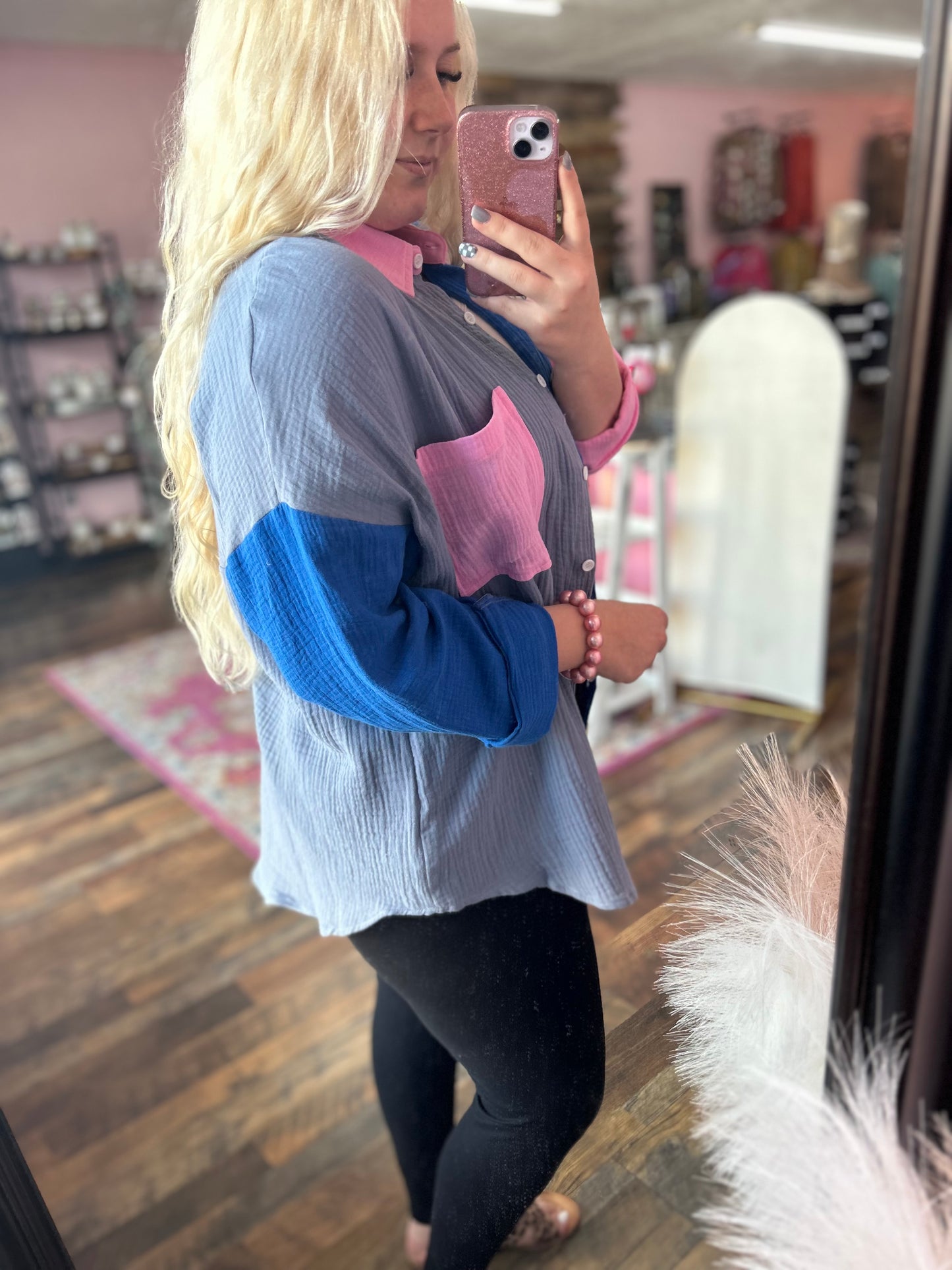 Bentley Colorblock Button Top