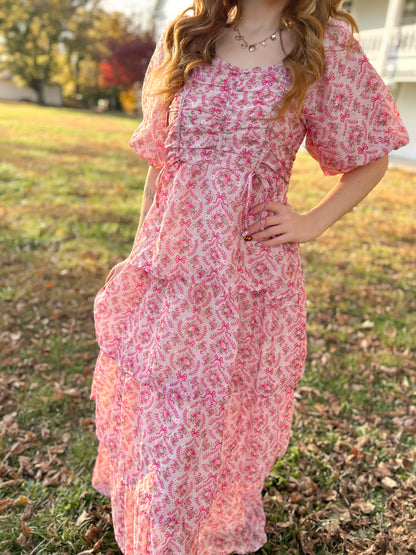 Holly Berry Blossoms Maxi Dress