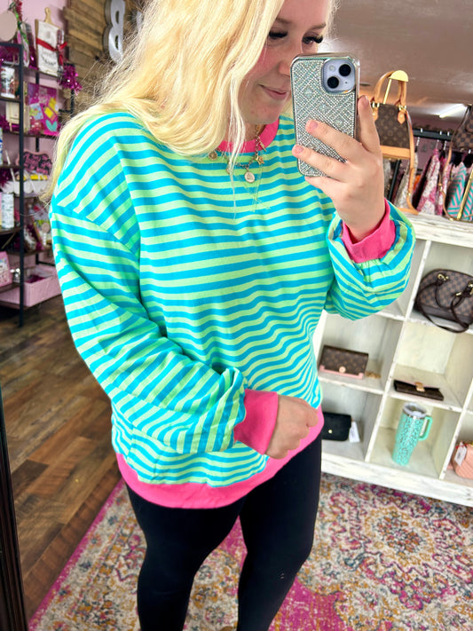 Kelly Striped Oversized Crewneck