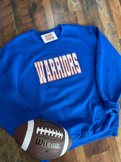 Warriors Glitter Appliqué Embroidered Sweatshirt