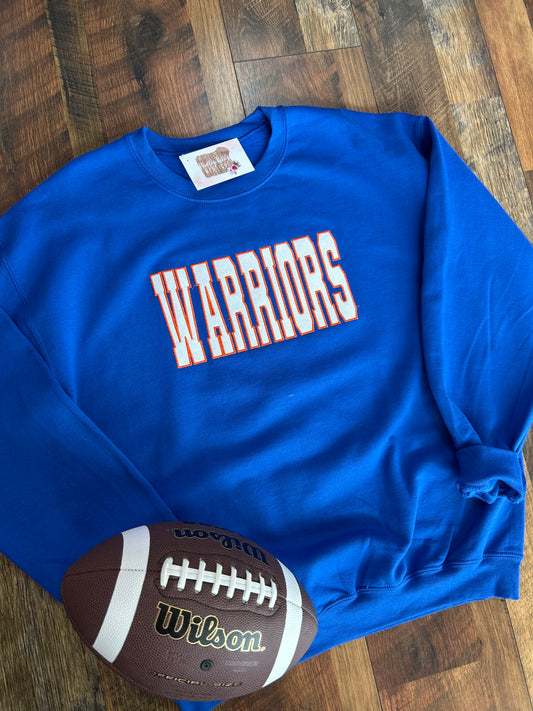 Warriors Glitter Appliqué Embroidered Sweatshirt