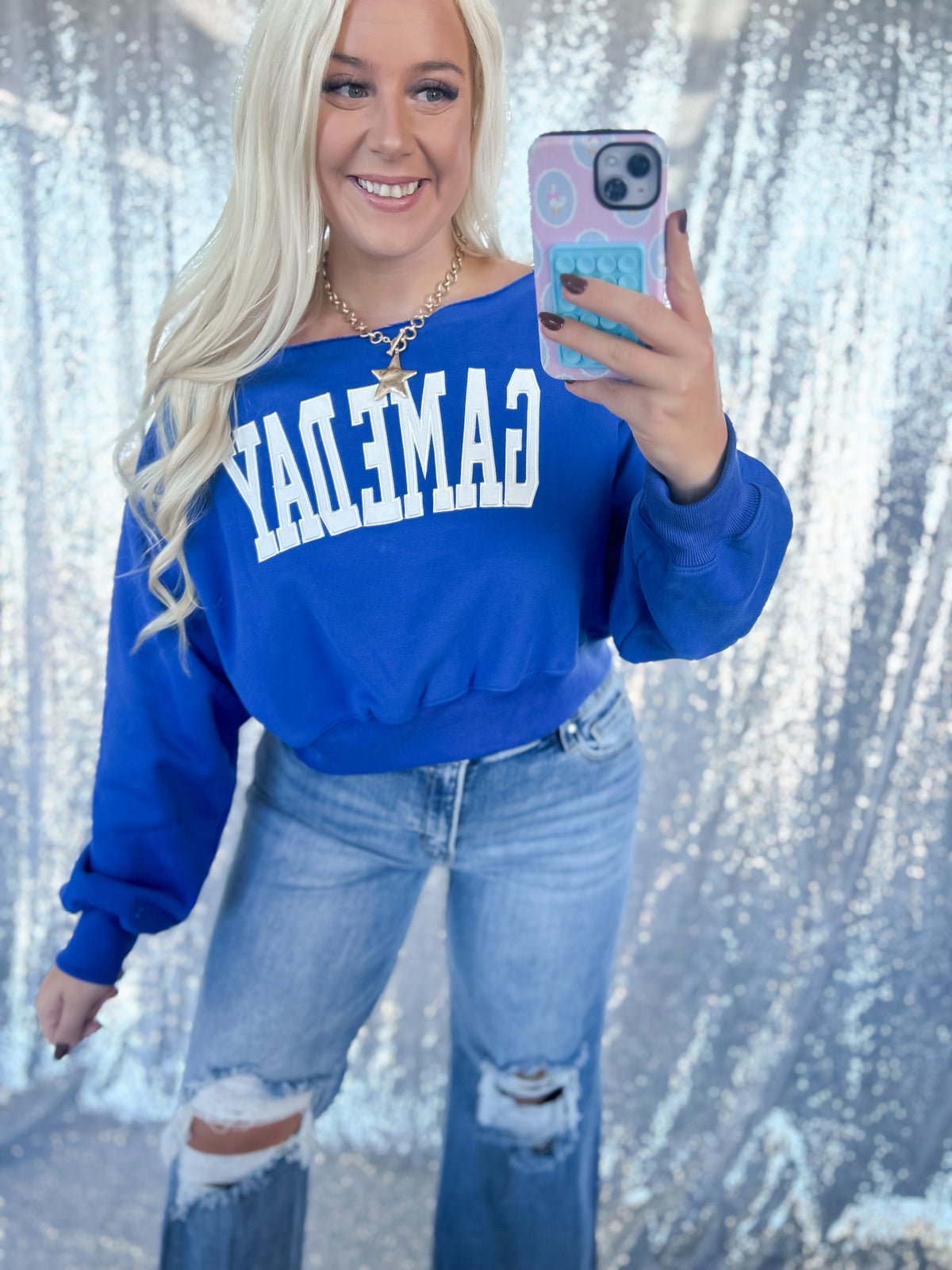 Royal Blue Gameday Cropped Crew