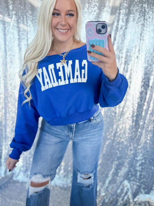 Royal Blue Gameday Cropped Crew