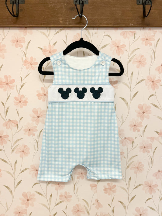 Mickey Gingham Embroidered Romper