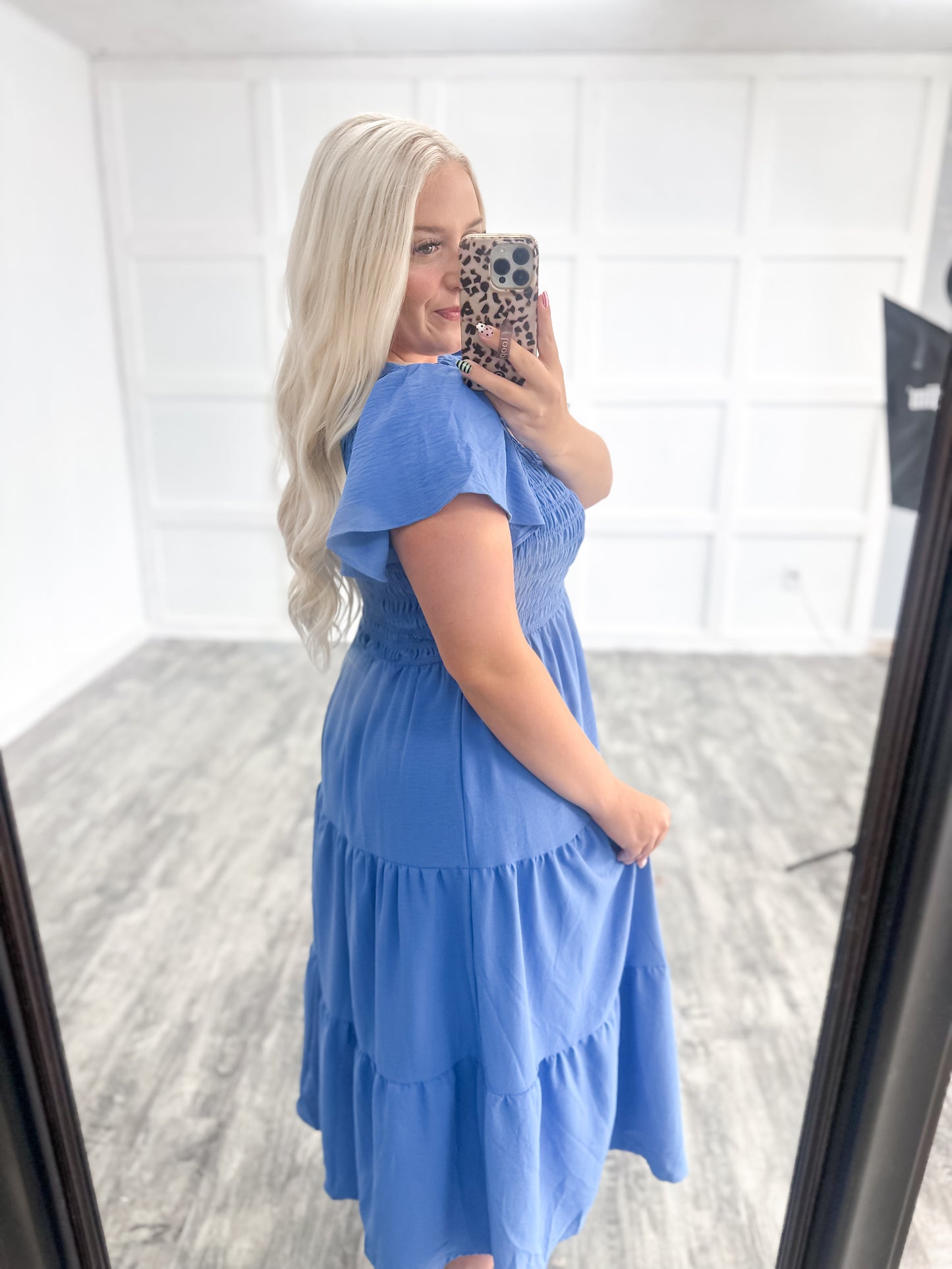 Blue Smocked Maxi Dress