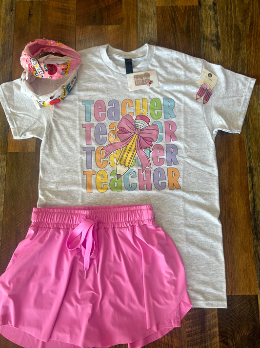 Gray Pencil Teacher Tee