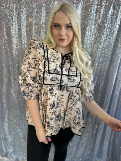 Taupe Landscape Blouse