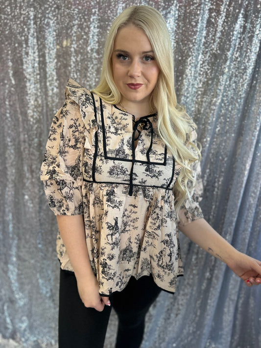 Taupe Landscape Blouse